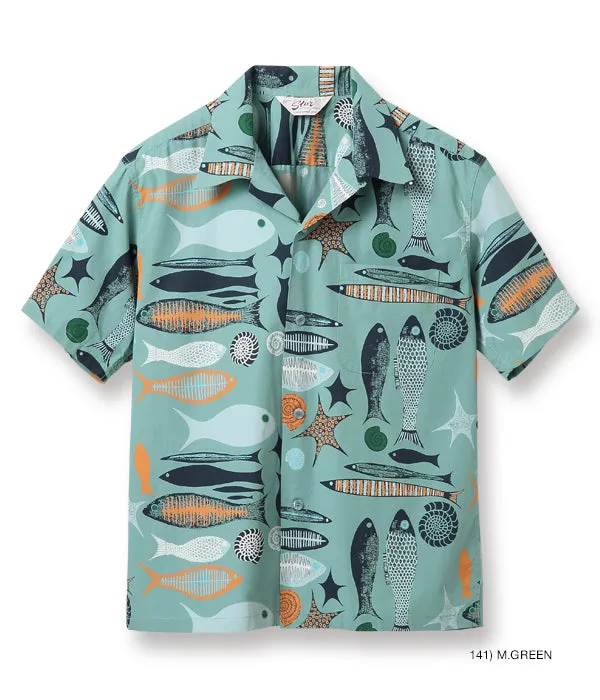 Sugarcane Star Of Hollywood short sleeve Lounge shirt - 50's Aquatic Print