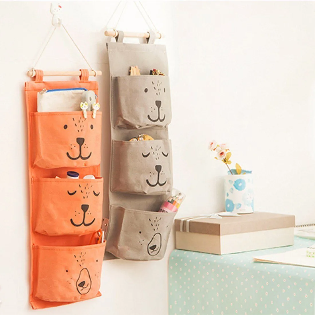 Teddy Bear Wall Hanging Storage Bag Pocket Organizer Rack | DOTOLY