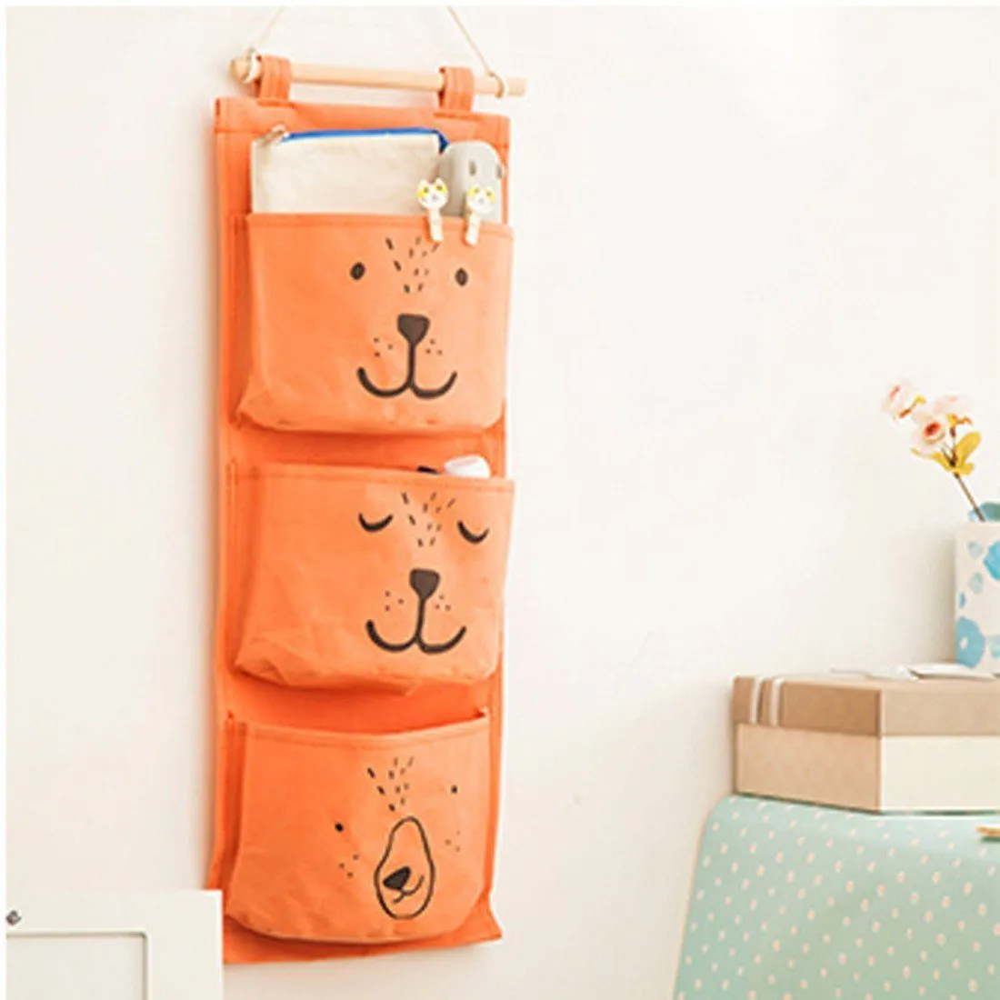 Teddy Bear Wall Hanging Storage Bag Pocket Organizer Rack | DOTOLY