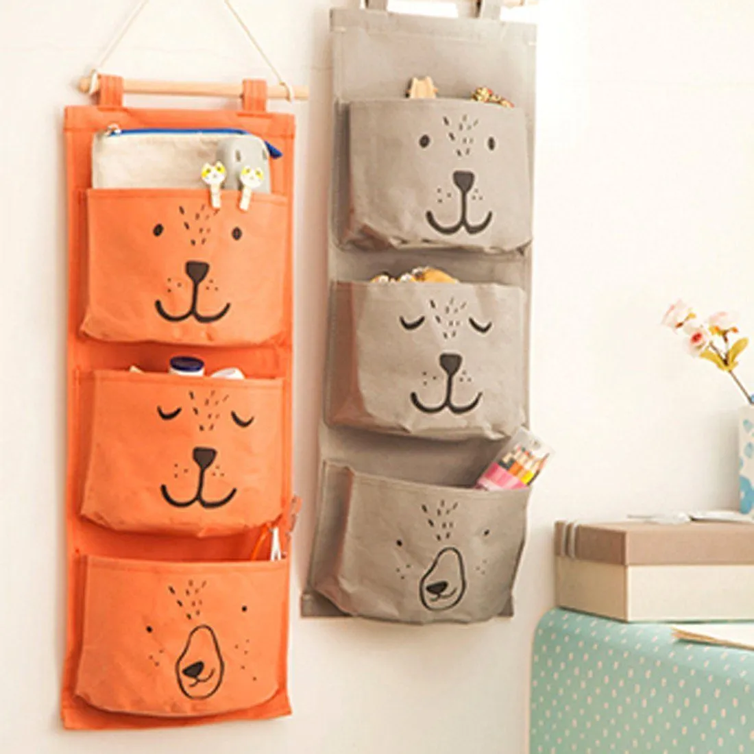 Teddy Bear Wall Hanging Storage Bag Pocket Organizer Rack | DOTOLY