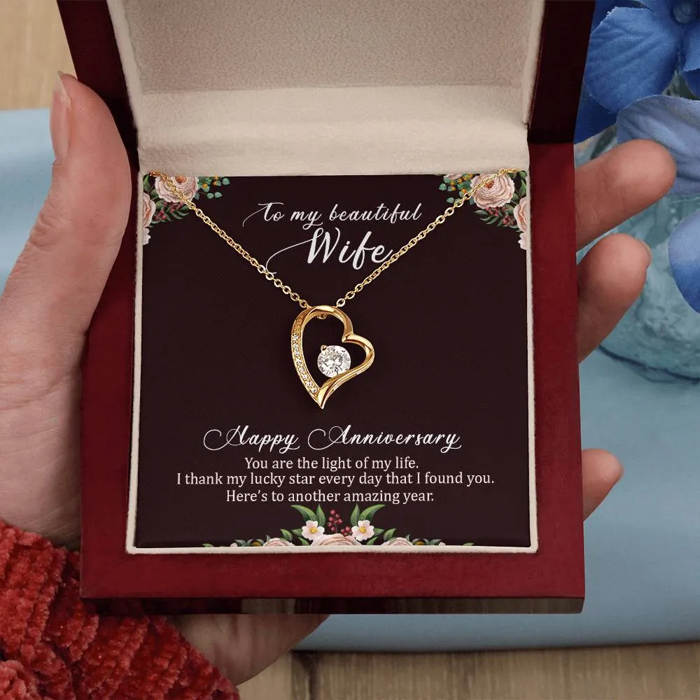 To My Beautiful Wife Necklace from Husband, Happy Anniversary GIfts