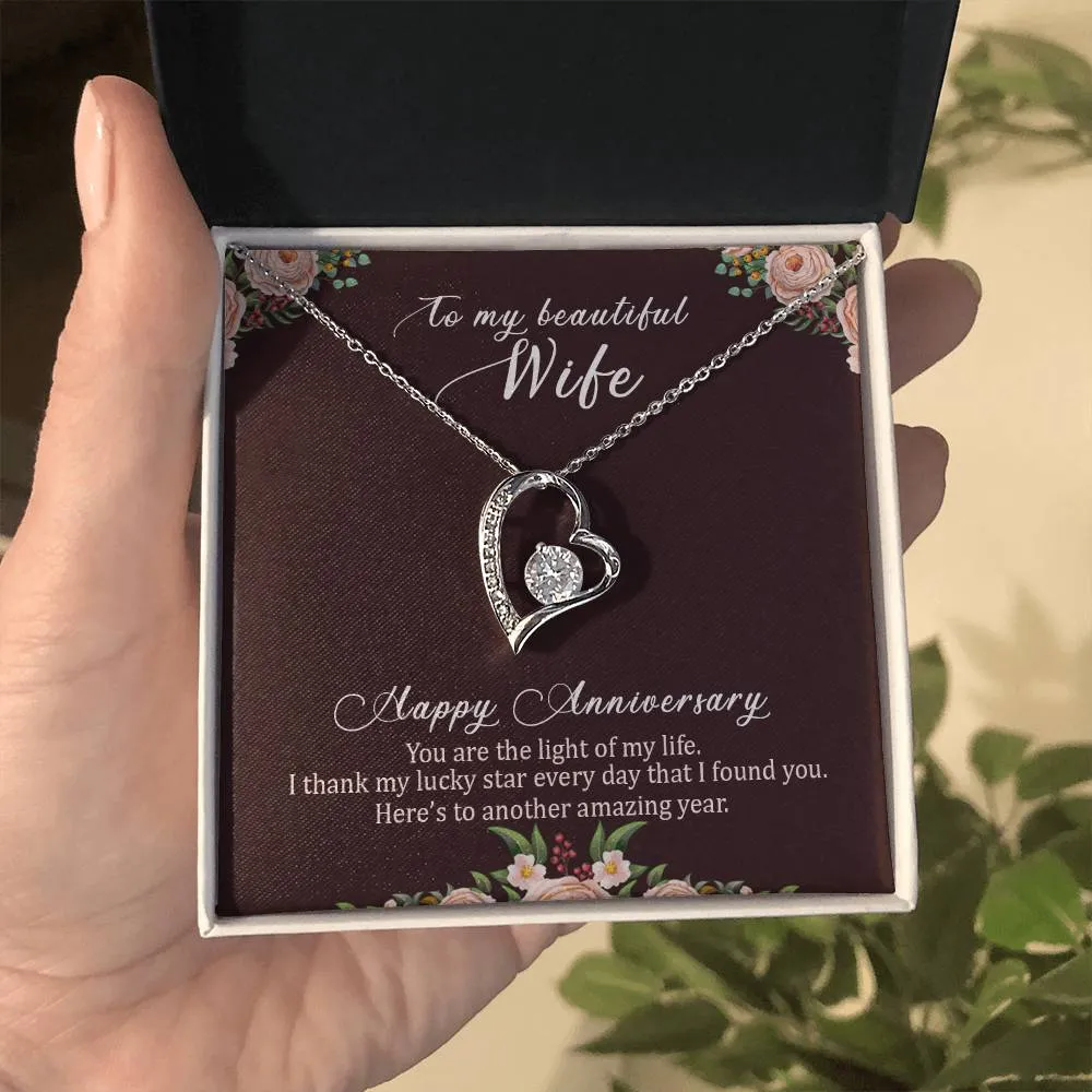 To My Beautiful Wife Necklace from Husband, Happy Anniversary GIfts