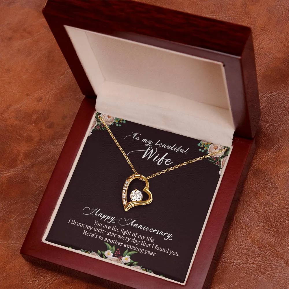 To My Beautiful Wife Necklace from Husband, Happy Anniversary GIfts