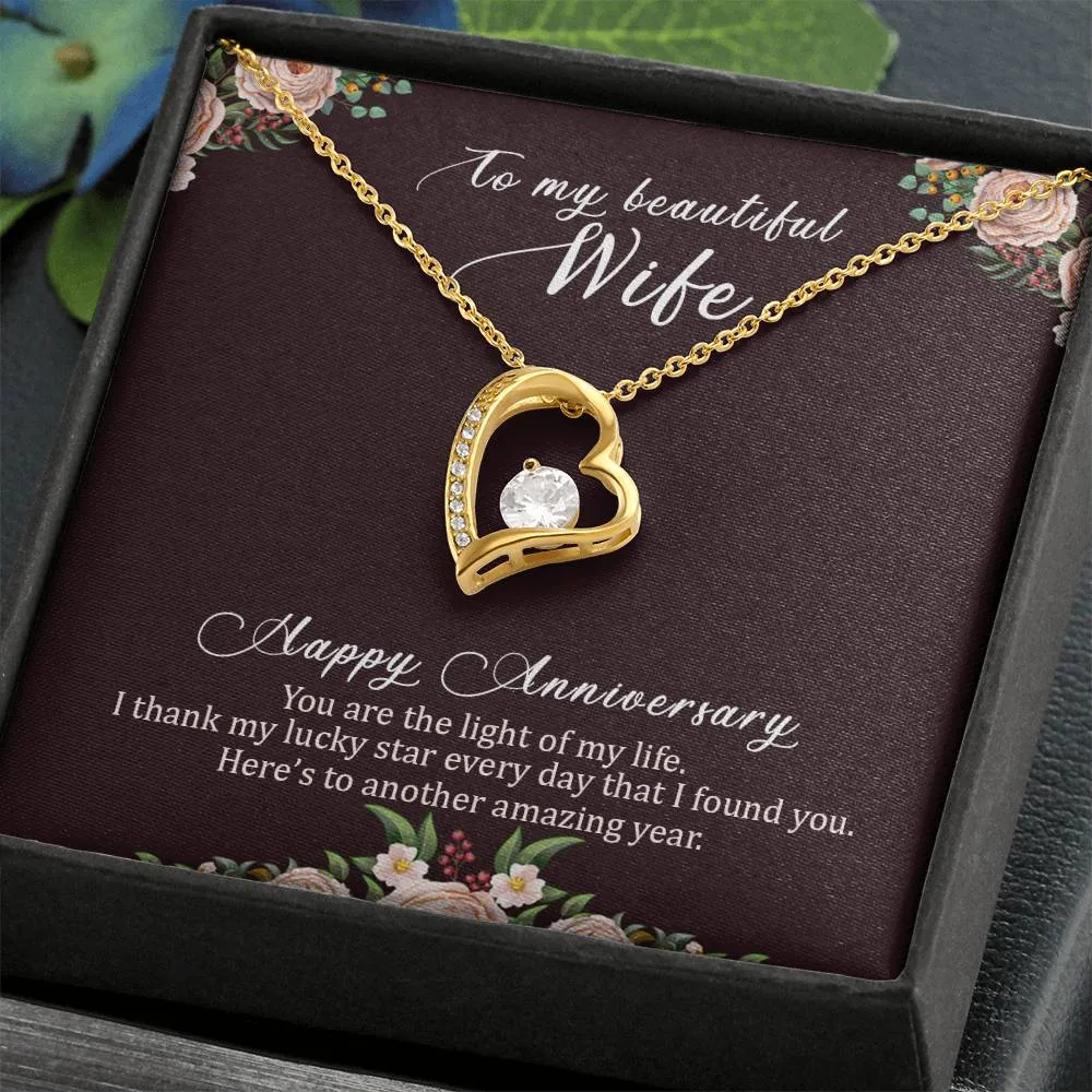 To My Beautiful Wife Necklace from Husband, Happy Anniversary GIfts