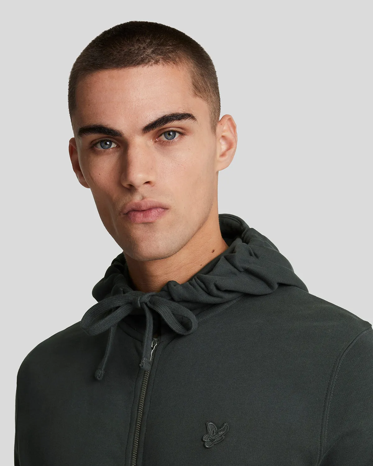 Tonal Eagle Zip Through Hoodie