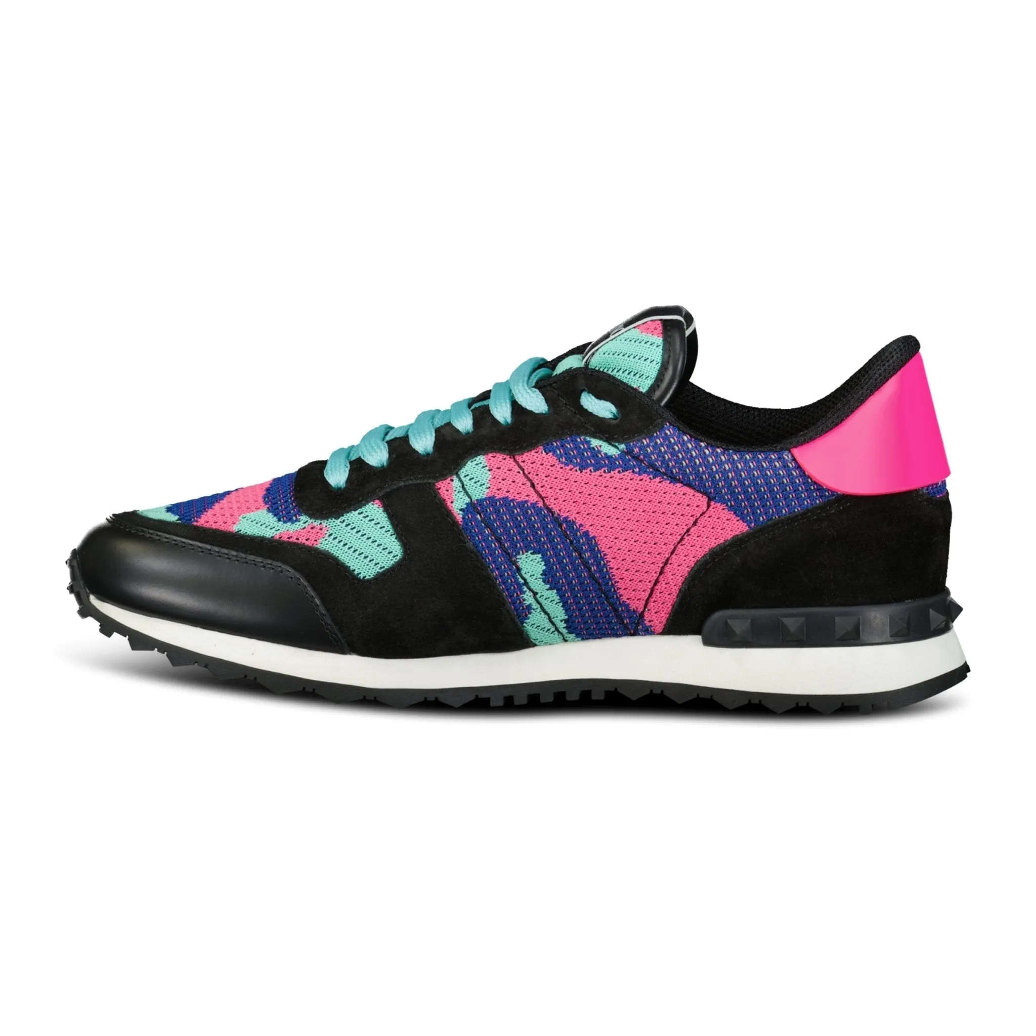 VALENTINO MESH ROCKRUNNER TRAINERS SKY BLUE & PINK