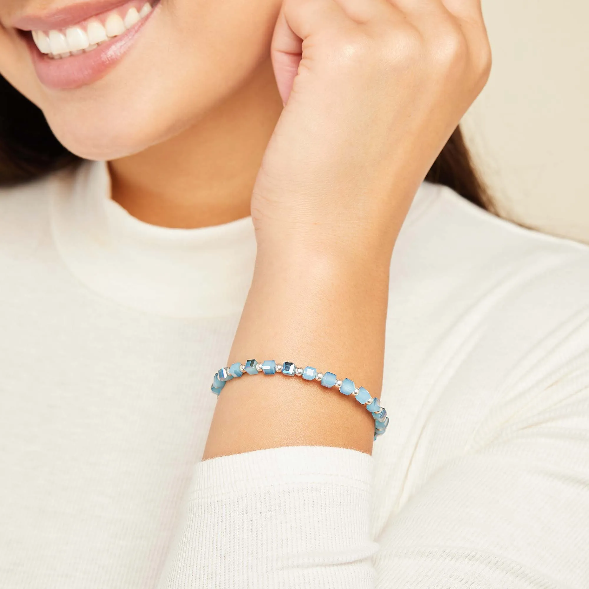 Victorian Beaded Bangle, Sky Blue