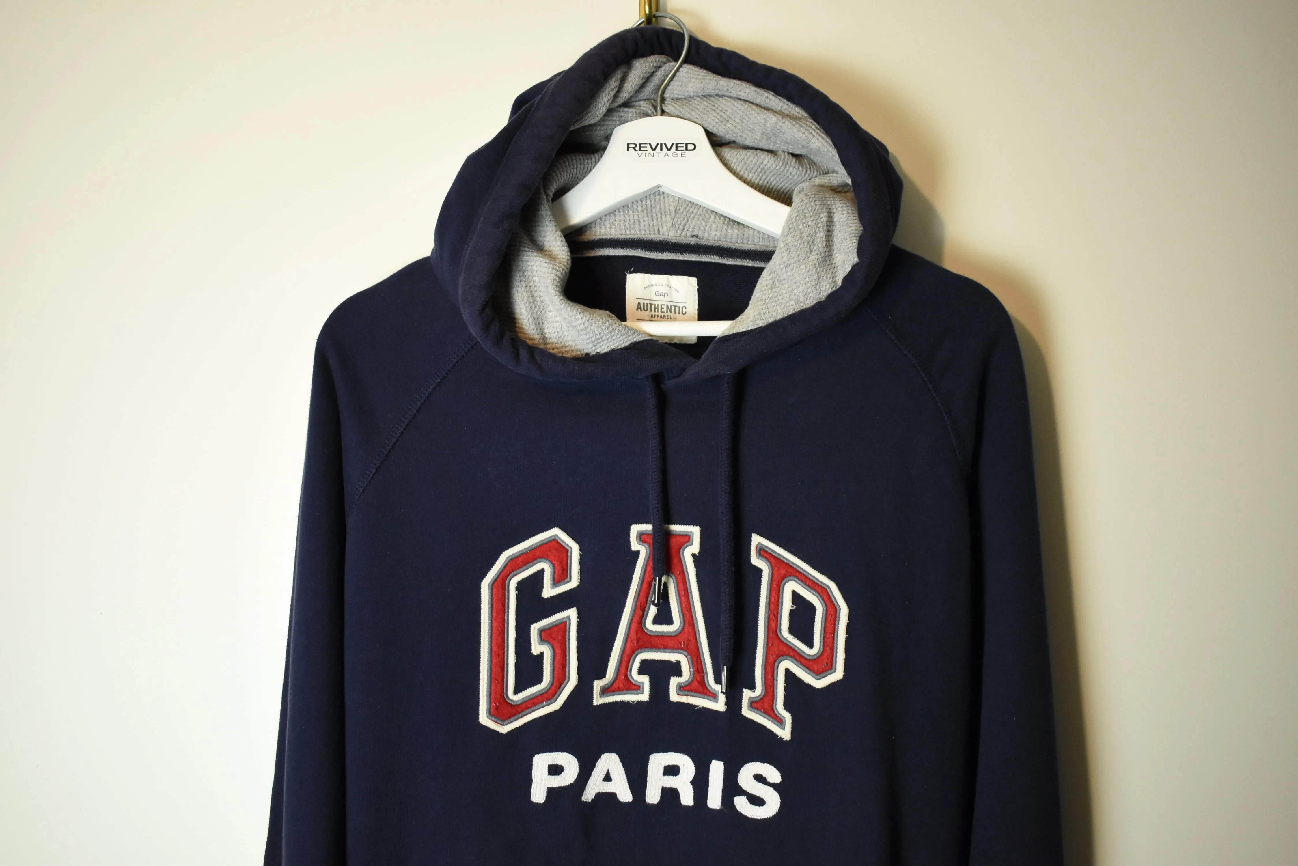 Vintage GAP Embroidered Logo Paris Hoodie Small