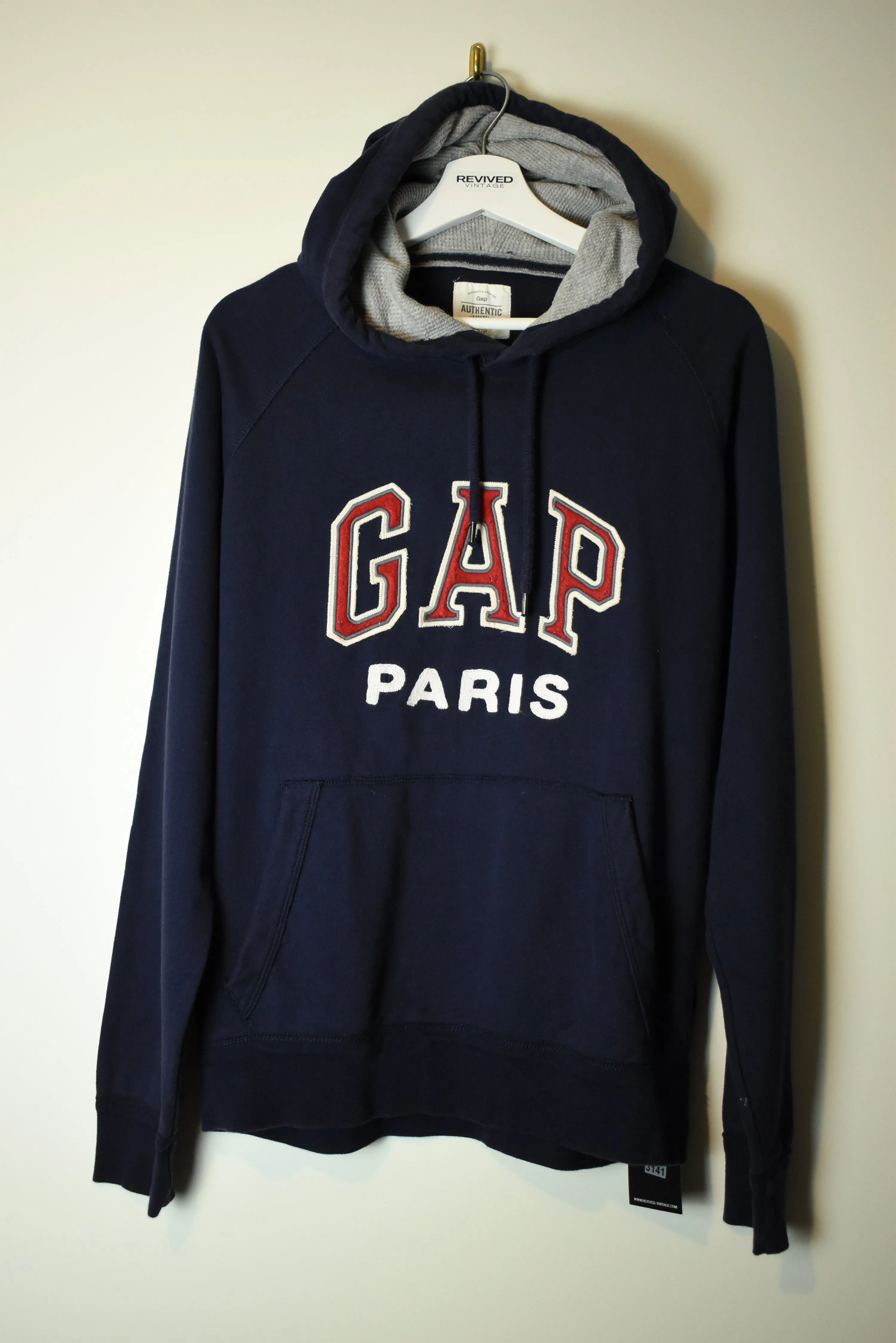 Vintage GAP Embroidered Logo Paris Hoodie Small