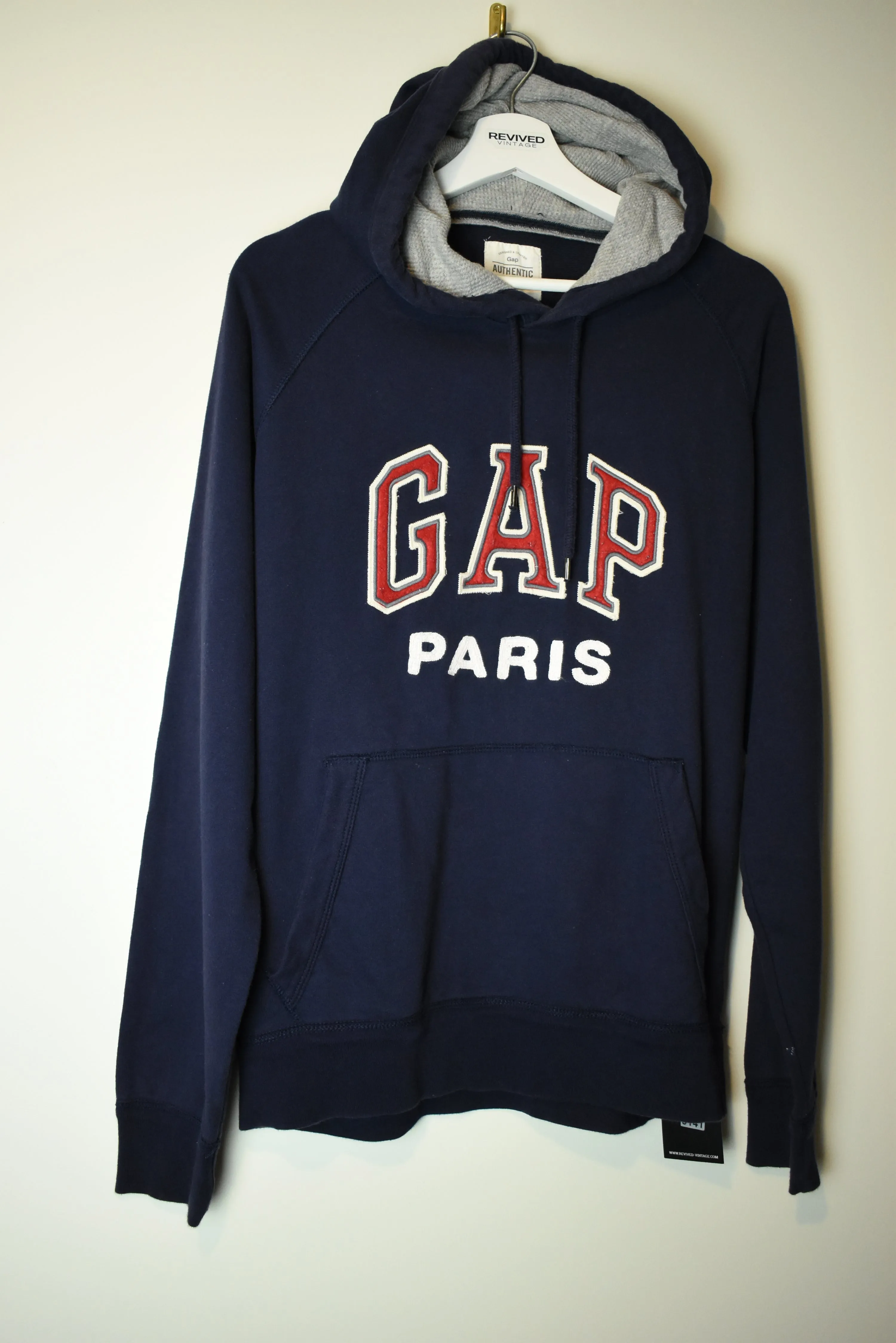 Vintage GAP Embroidered Logo Paris Hoodie Small