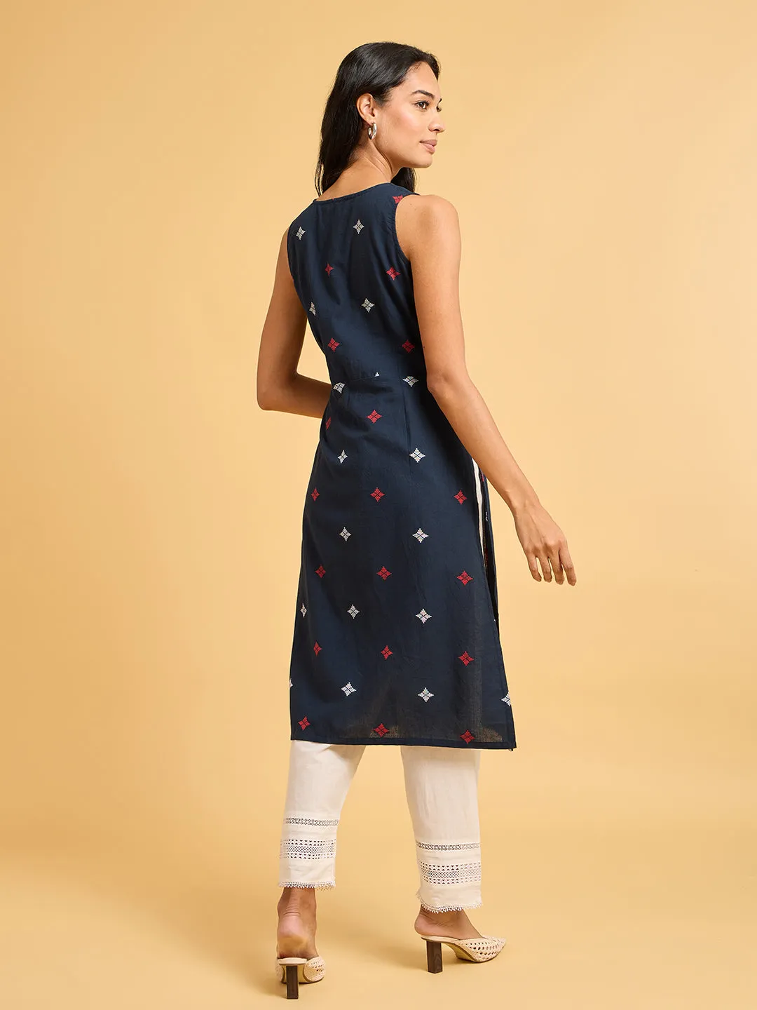 Whispers of Wilderness Navy Woven Kurta