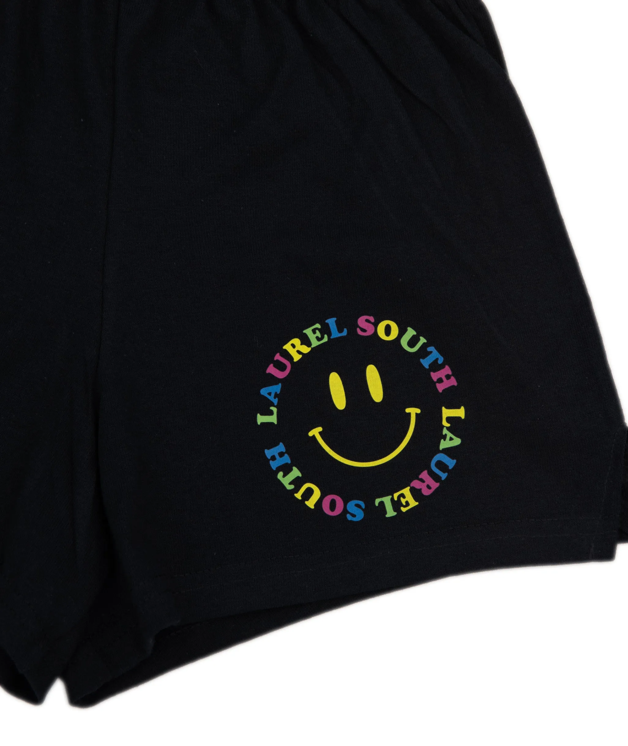 Wordy Smiley Black Camp Shorts