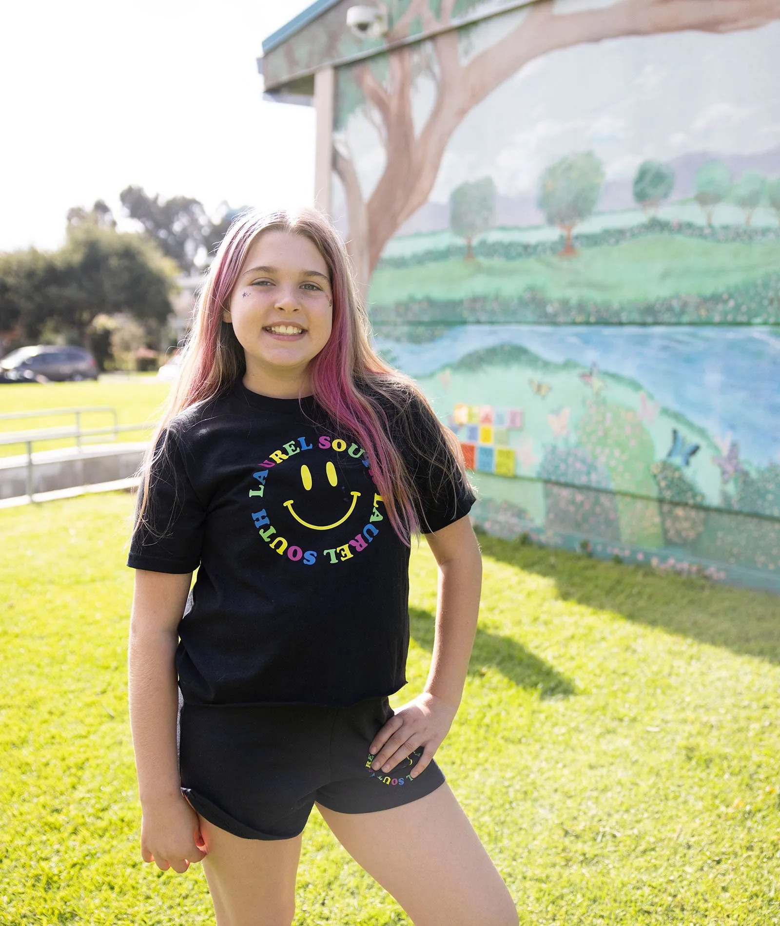 Wordy Smiley Black Camp Shorts