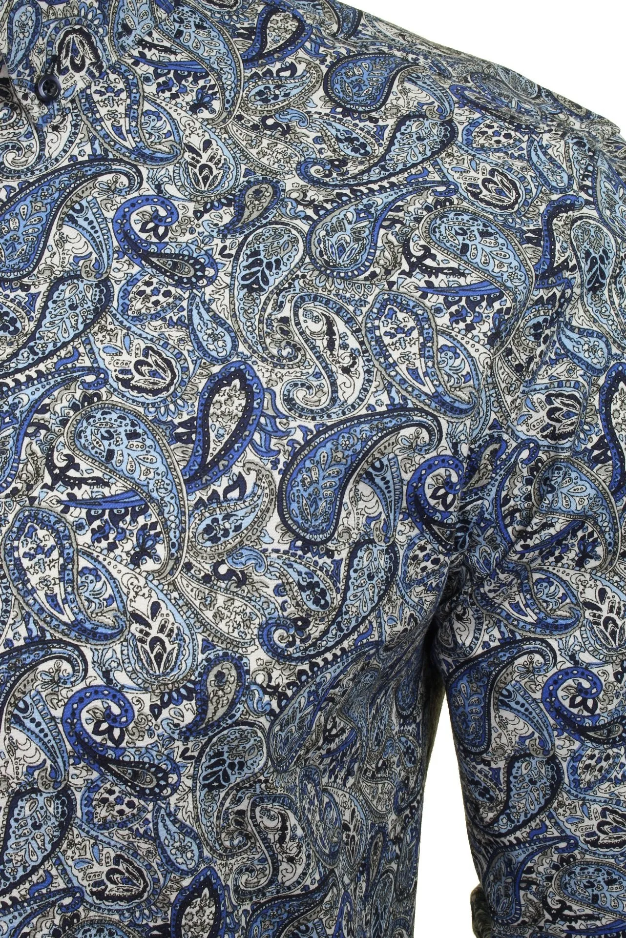 Xact Mens Long Sleeved Paisley Shirt - Slim Fit