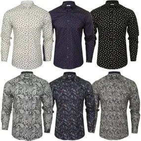 Xact Mens Long Sleeved Paisley Shirt - Slim Fit